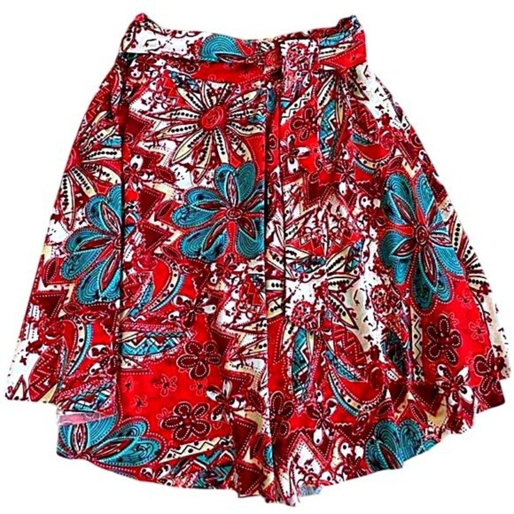 Neesha Red Floral Print Skirt Small‎ Medium Bohemian Paisley Festival